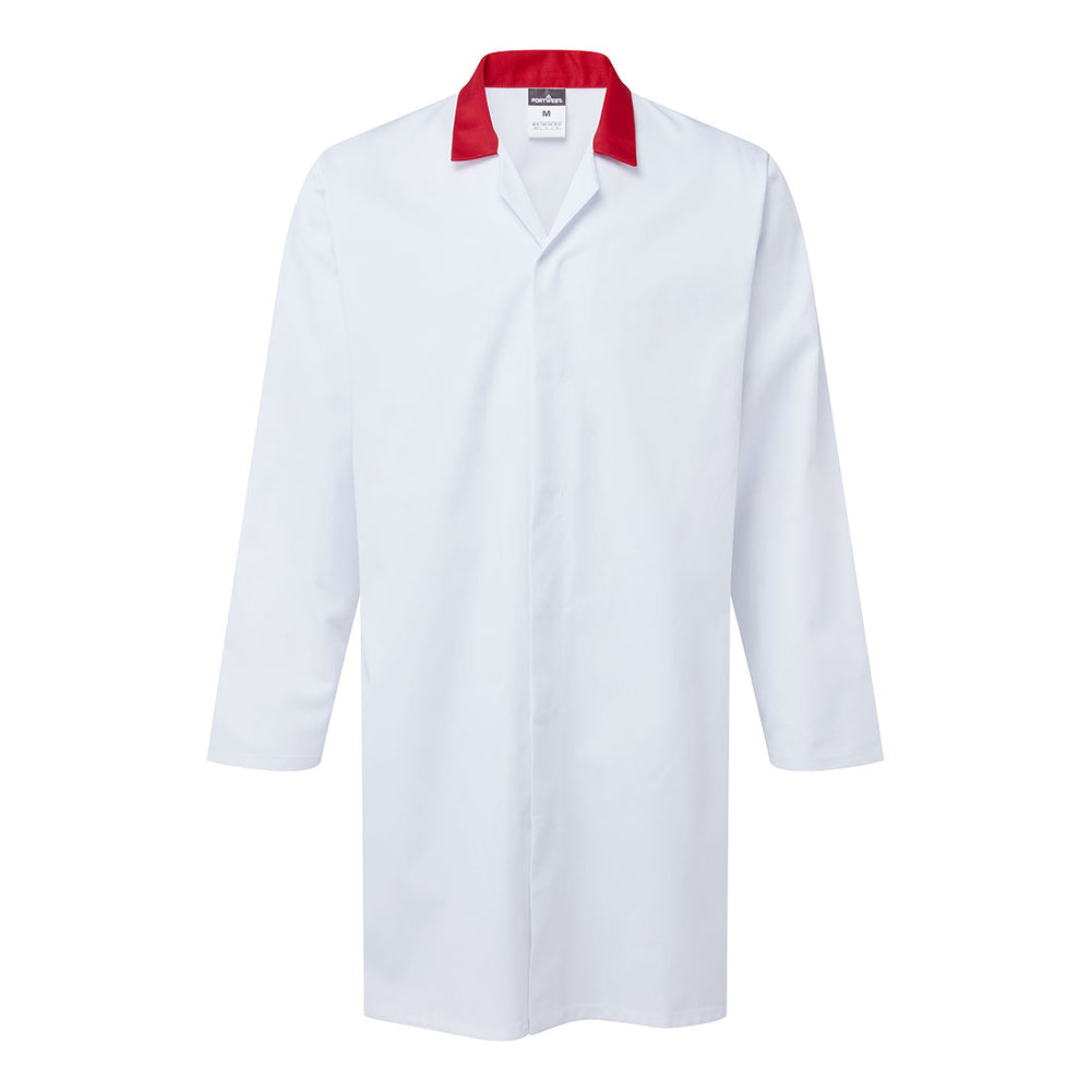 Food Industry Coat, No Pocket - Alb/Rosu