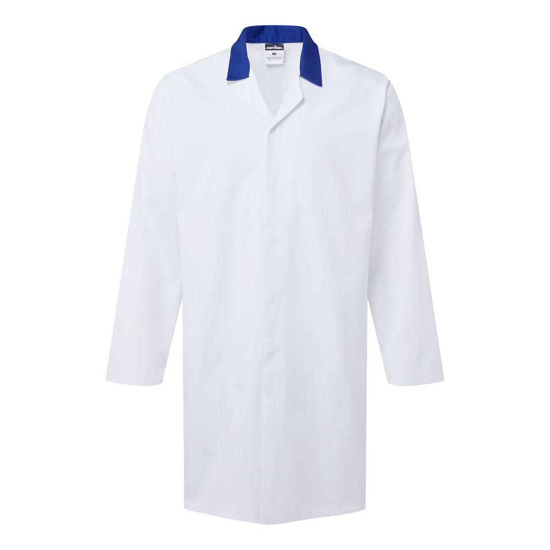 Food Industry Coat, No Pocket - Alb/albastru regal