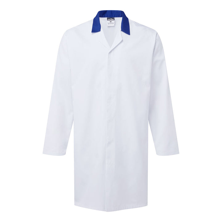 Food Industry Coat, No Pocket - Alb/albastru regal
