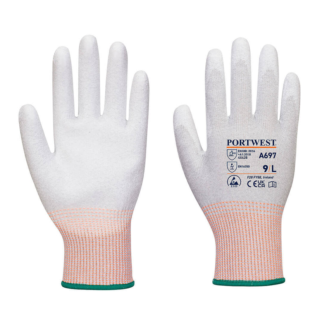 Manusi LR13 ESD PU Palm (12 pachet ) - Gri/alb