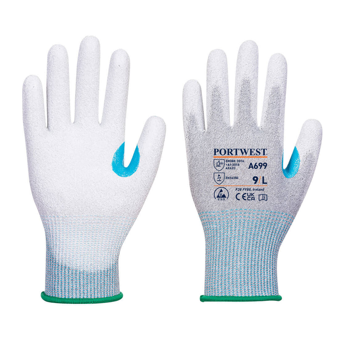 Mănușă MR13 ESD PU Palm (Pk12) - Gri/alb
