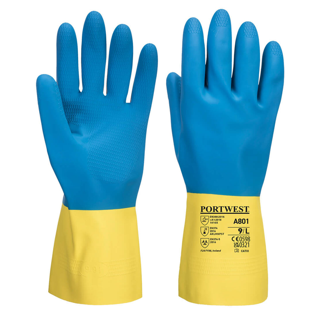 Manusi Latex Dublu Impregnate - Galben/Albastru