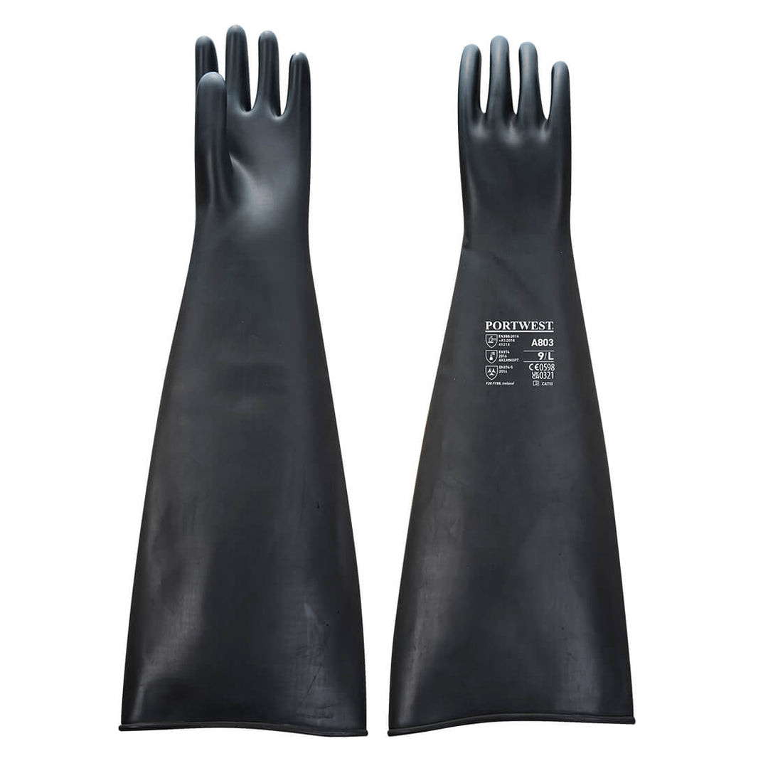 Manusi Latex Cauciuc Heavyweight 600mm - Negru