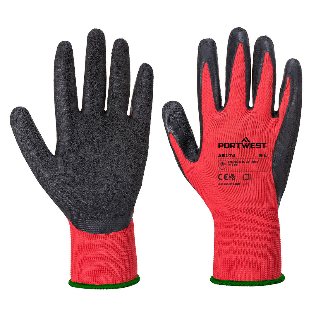 Flex Grip13 Latex Glove (Pk12) - Rosu/Negru