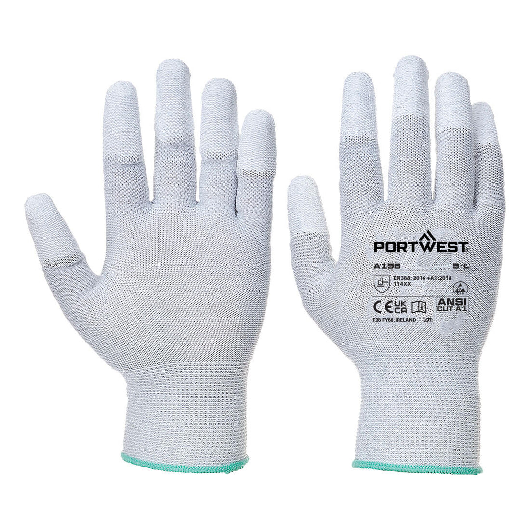 Antistatic PU F-Tip Glove Pk12 - Gri
