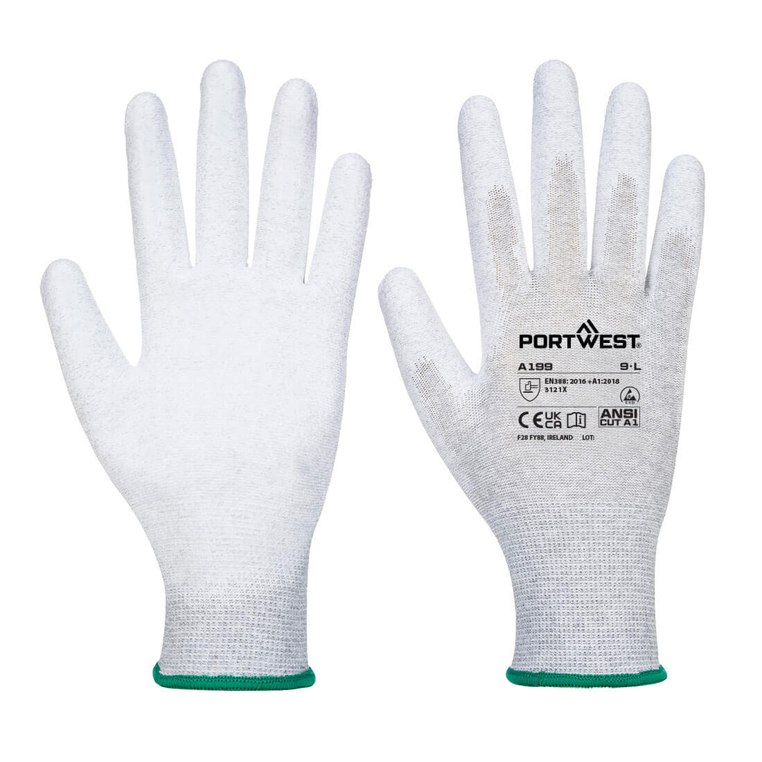 Antistatic PU Palm Glove Pk12 - Gri