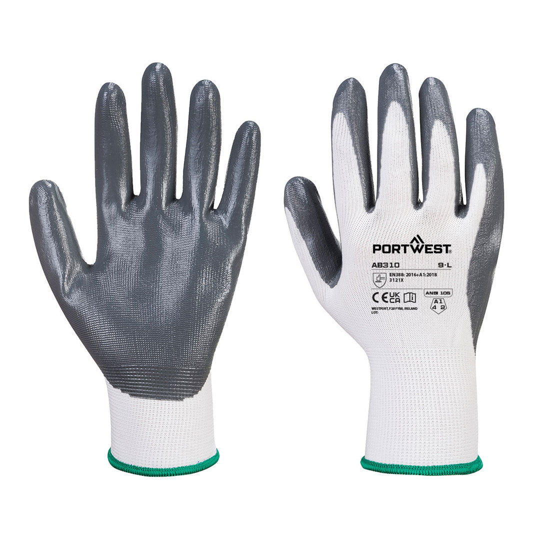 Grip 13 Nitrile Glove  (PK12) - Alb/Gri