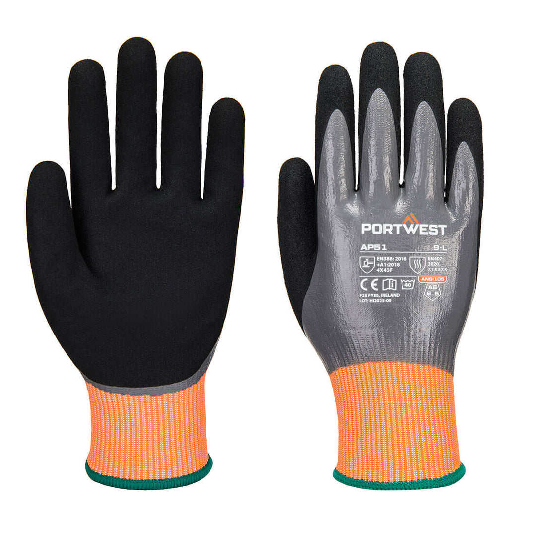 Cut F15 Nitrile Aqua Glove - Gri/Negru