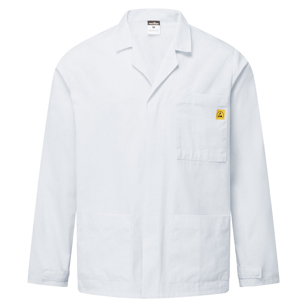 Jachetă de laborator anti-statică ESD - Alb