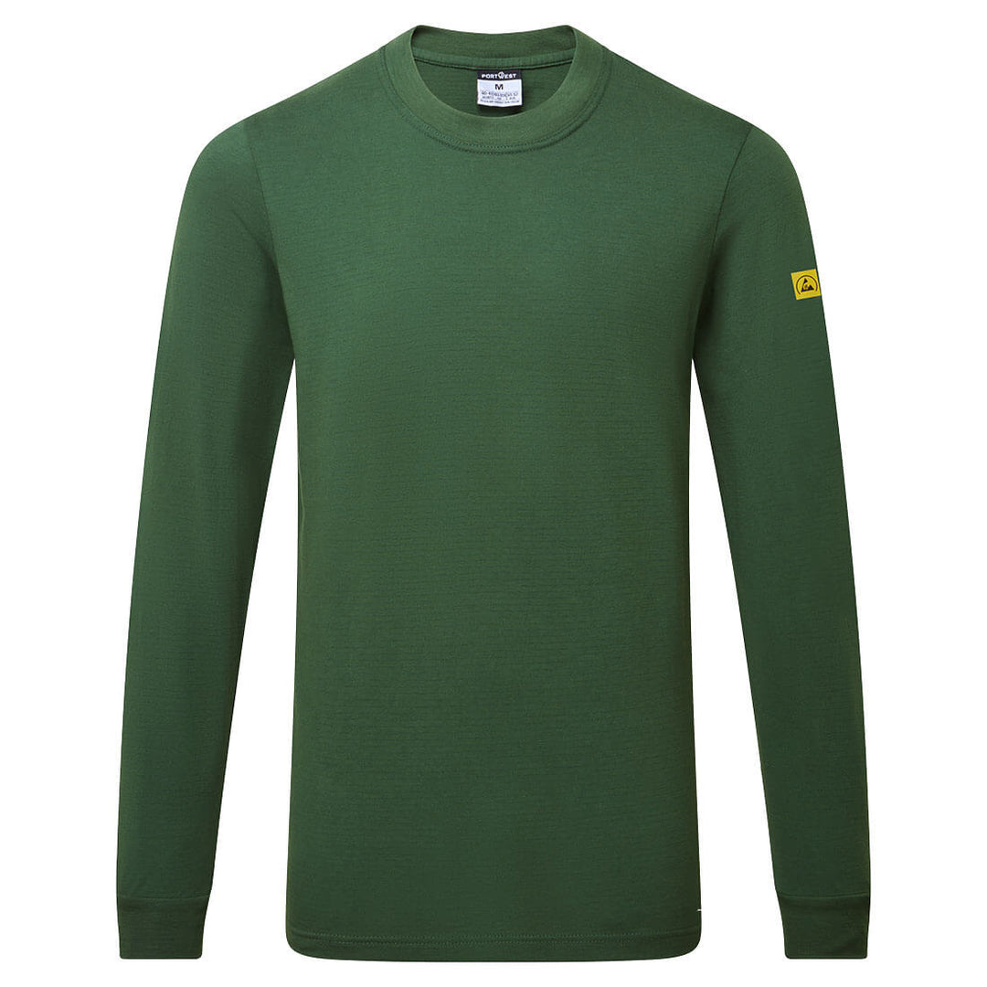 Tricou Anti-static ESD cu mânecă lungă - Verde padure