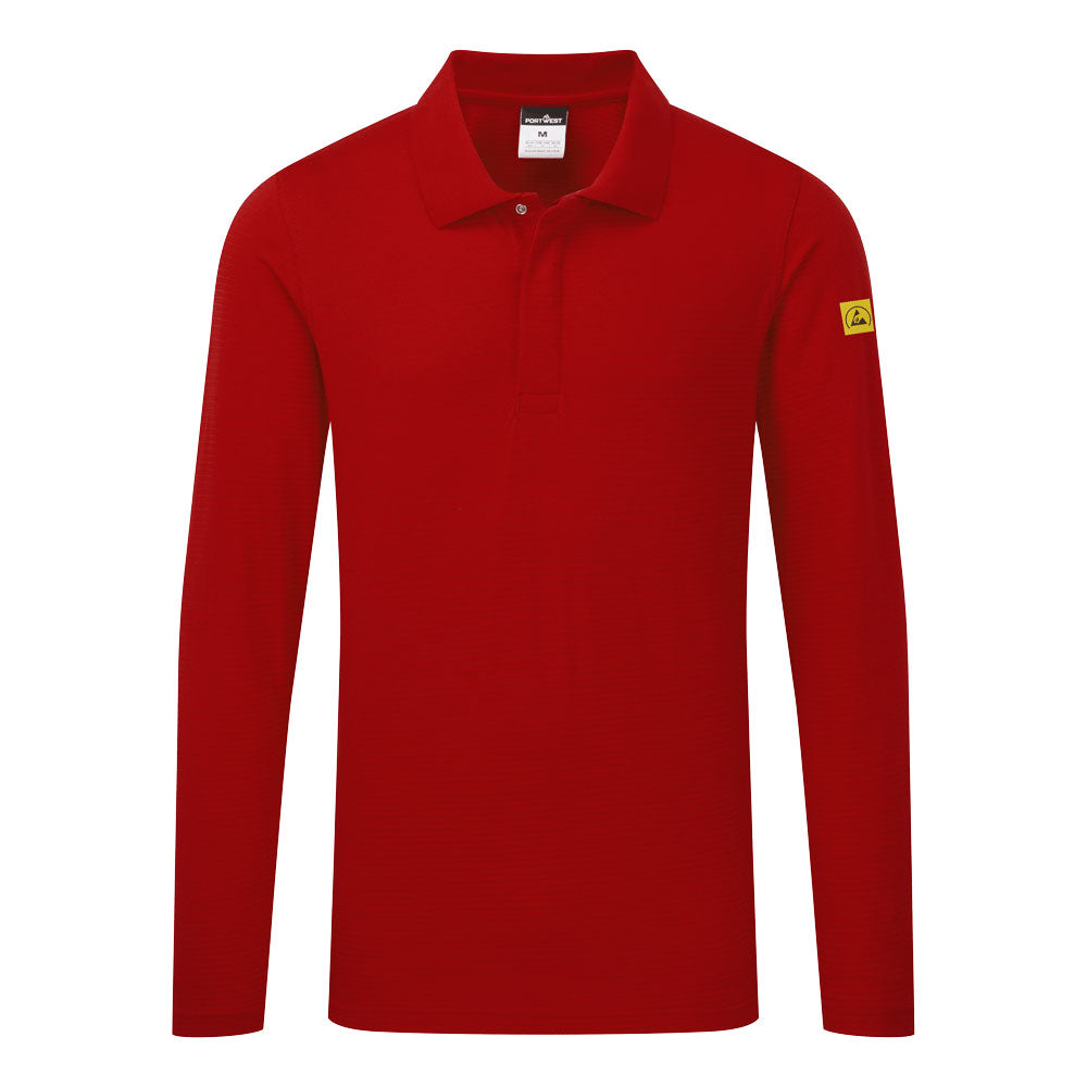 Polo antistatic ESD L/S - Deep Red