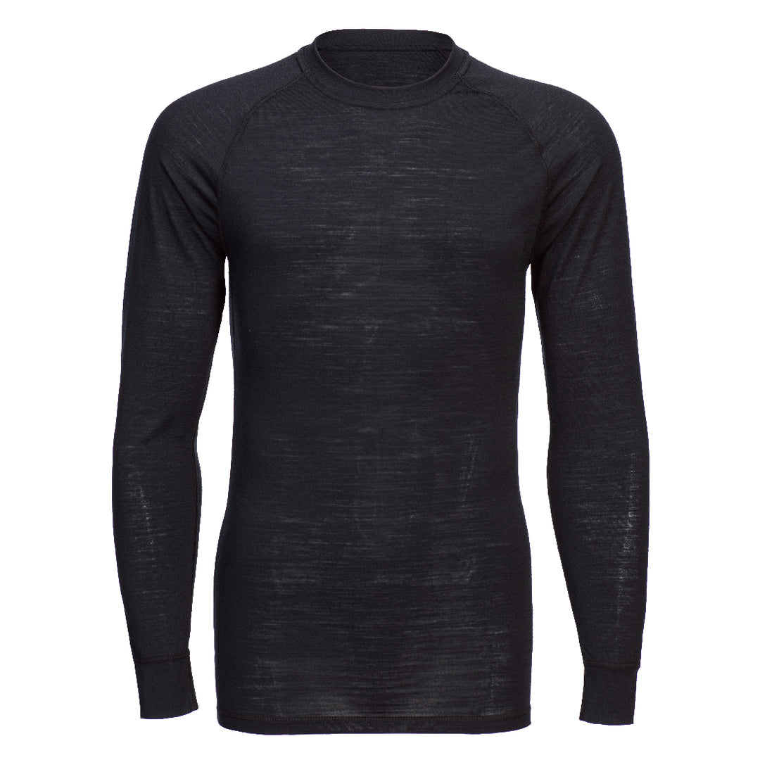 Tricou Crewneck cu mânecă lungă din lână Merino - Negru