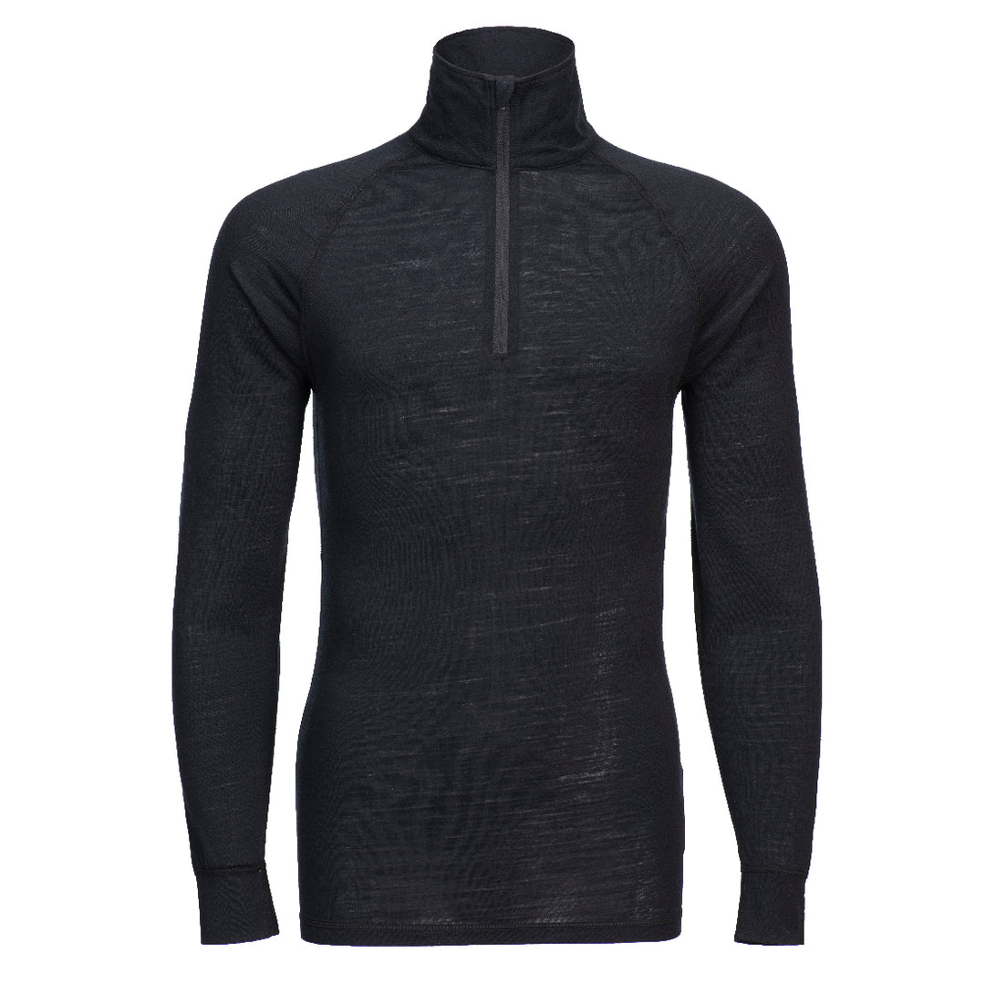 Merino Wool 1/4 Zip Baselayer Top - Negru