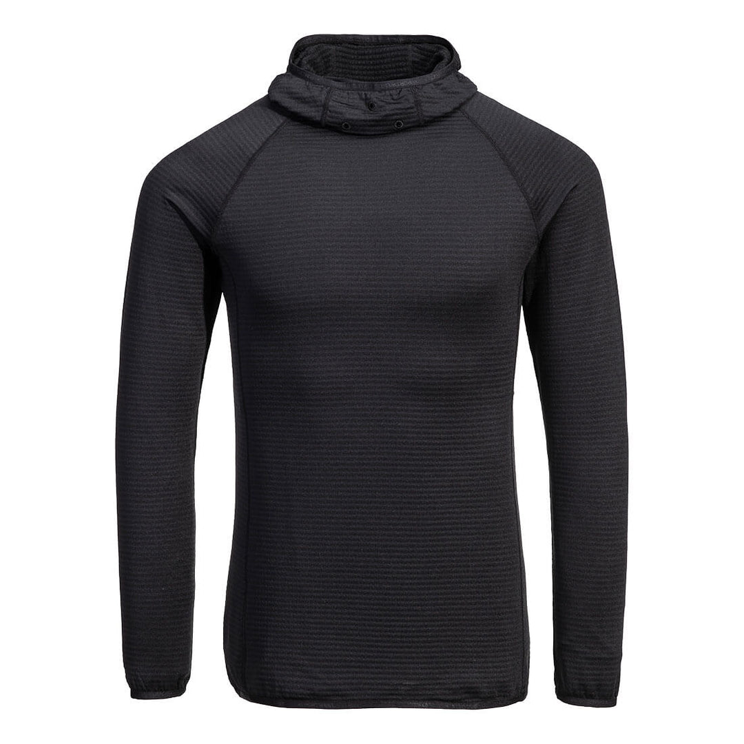 Hanorac cu glugă Waffle Fleece - Negru