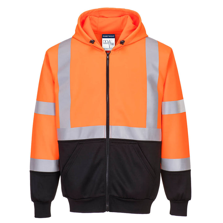 Hanorac Hi-Vis Bicolor cu Fermoar - Portocaliu/Negru