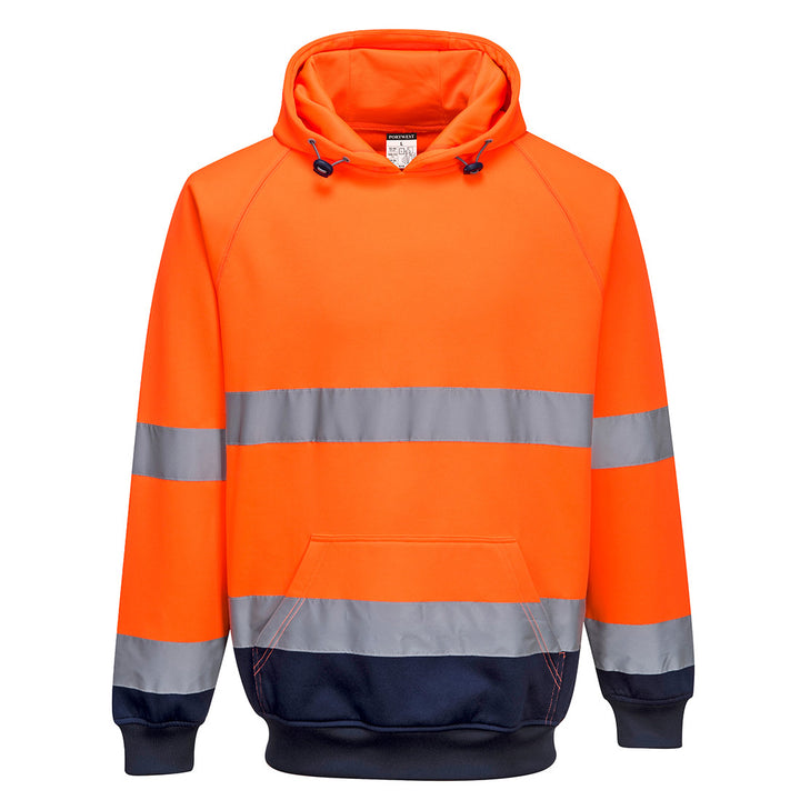 Pulover Doua Tonuri cu Gluga - Portocaliu/Navy