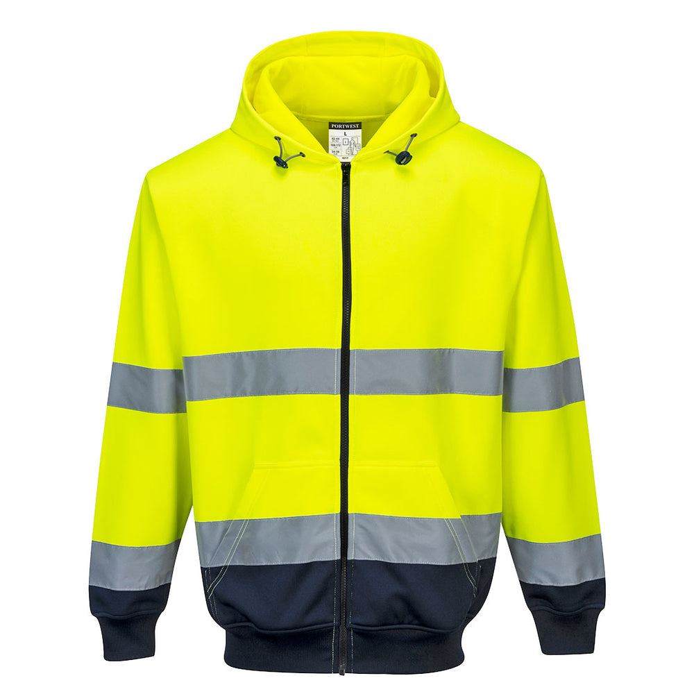 Hanorac Doua Tonuri cu Fermoar si Gluga - Galben/Navy