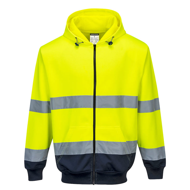 Hanorac Doua Tonuri cu Fermoar si Gluga - Galben/Navy