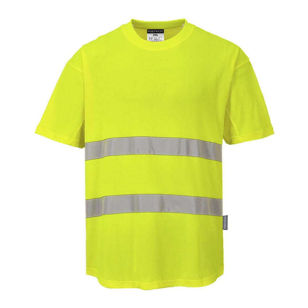 Tricou cu inserție de plasă contrastantă Hi-Vis S/S - Galben