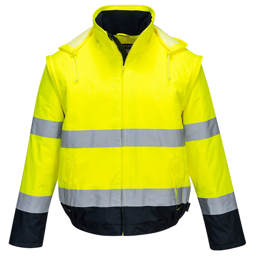 Jachetă bomber Hi-Vis 2 în 1, Contrast Essential Lite Bomber - Galben/Navy