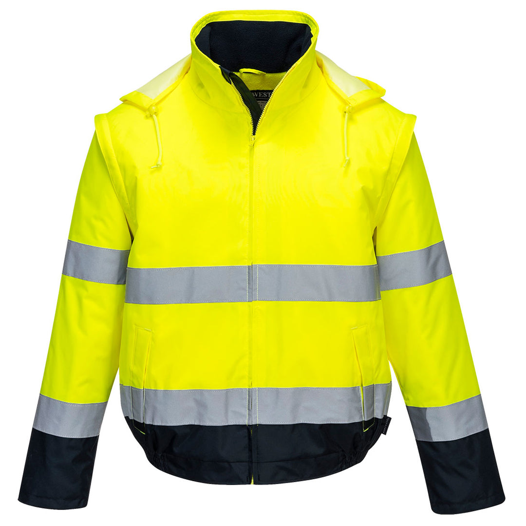 Jachetă bomber Hi-Vis 2 în 1, Contrast Essential Lite Bomber - Galben/Navy