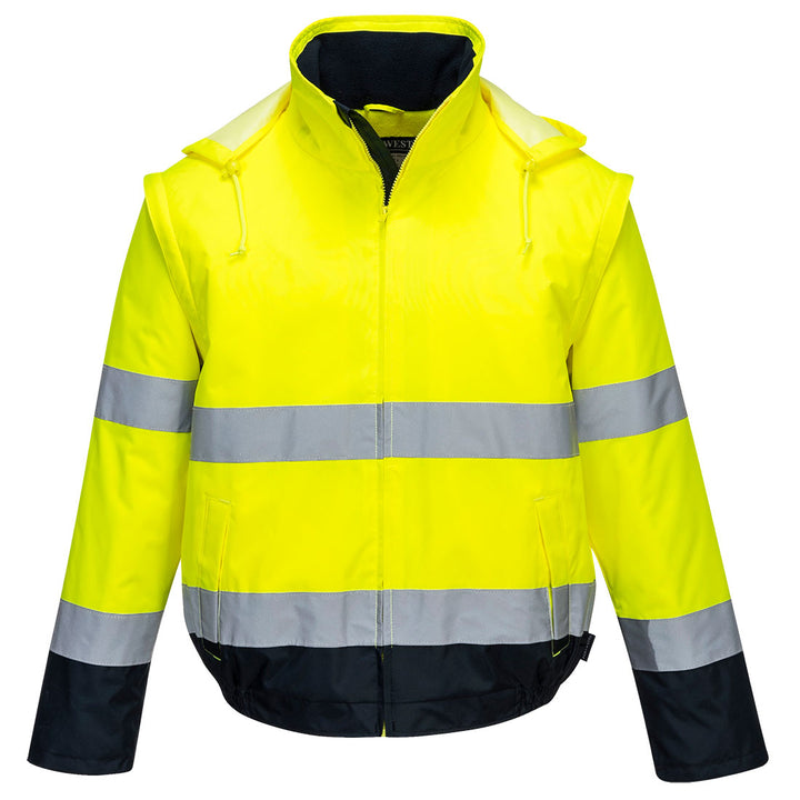 Jachetă bomber Hi-Vis 2 în 1, Contrast Essential Lite Bomber - Galben/Navy