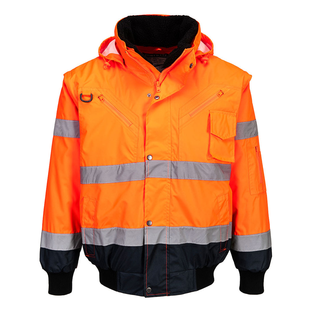 Jachetă Bomber 3 în 1 cu contrast Hi-Vis - Portocaliu/Navy