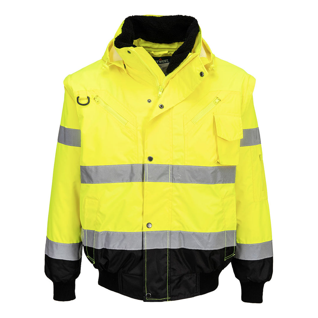 Jachetă Bomber 3 în 1 cu contrast Hi-Vis - Galben/Negru