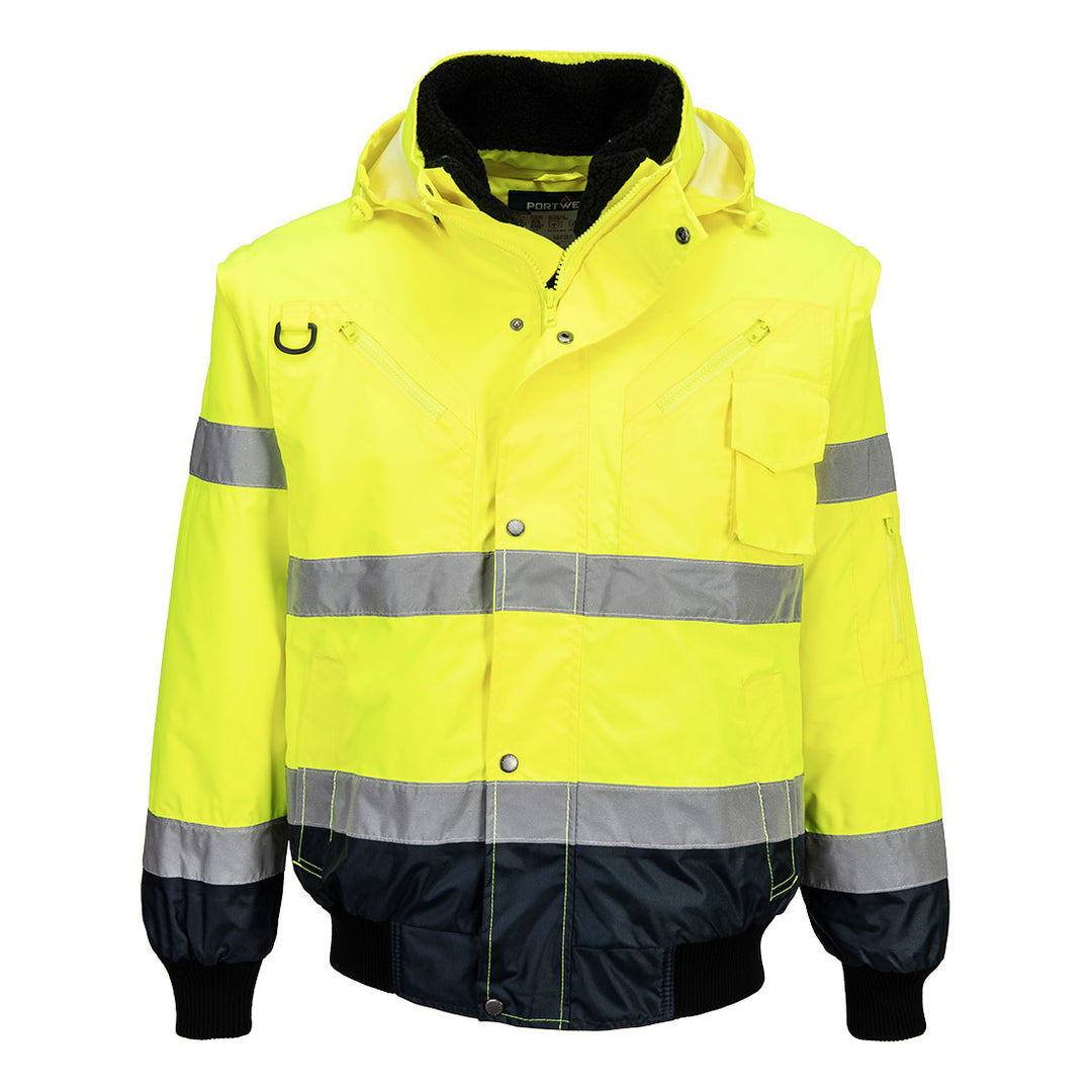 Jachetă Bomber 3 în 1 cu contrast Hi-Vis - Galben/Navy