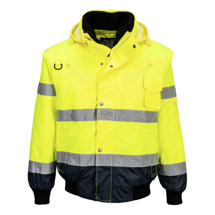 Jachetă Bomber 3 în 1 cu contrast Hi-Vis - Galben/Navy