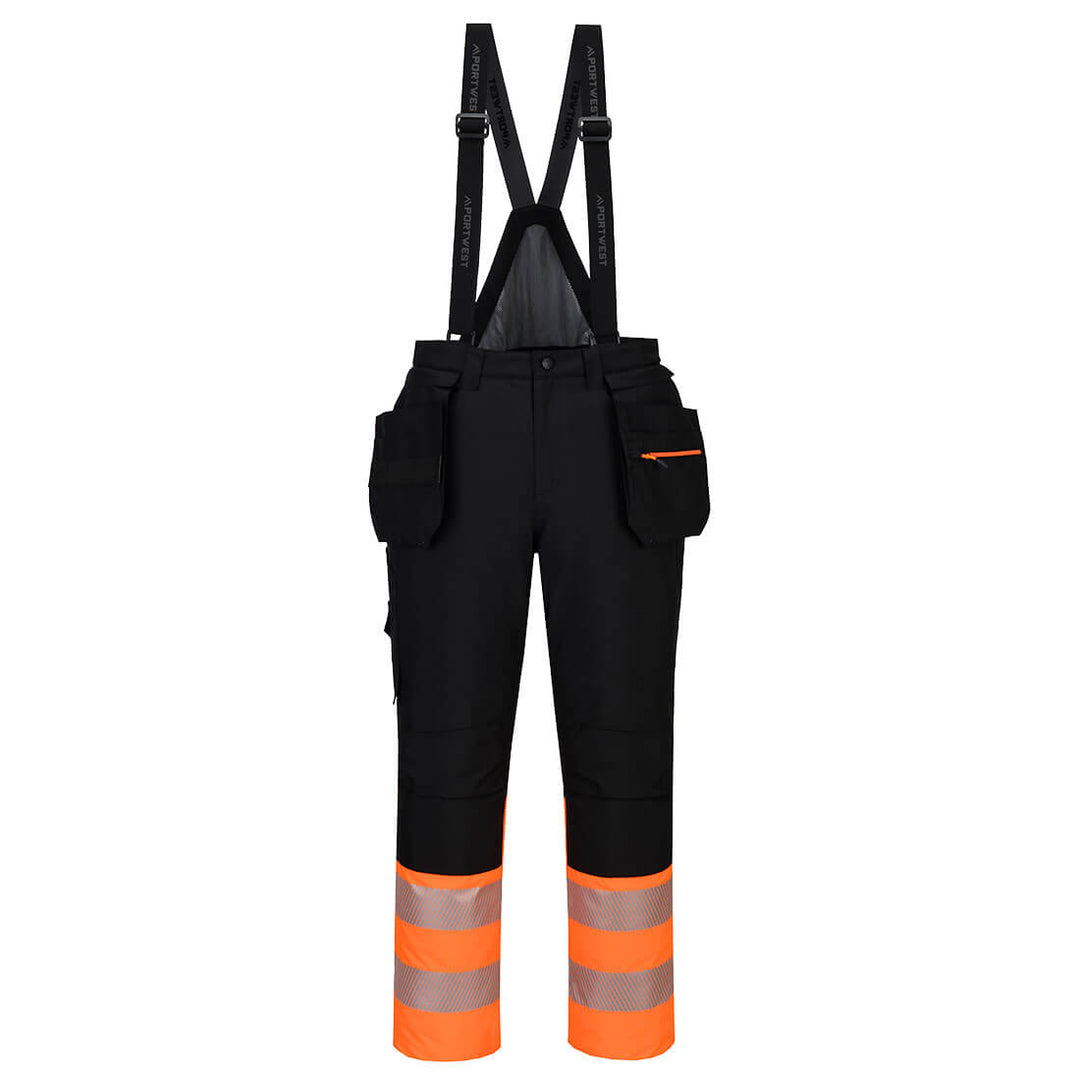 Pantaloni de iarnă cu pieptar DX4 Hi-Vis Clasa 1 - Portocaliu/Negru