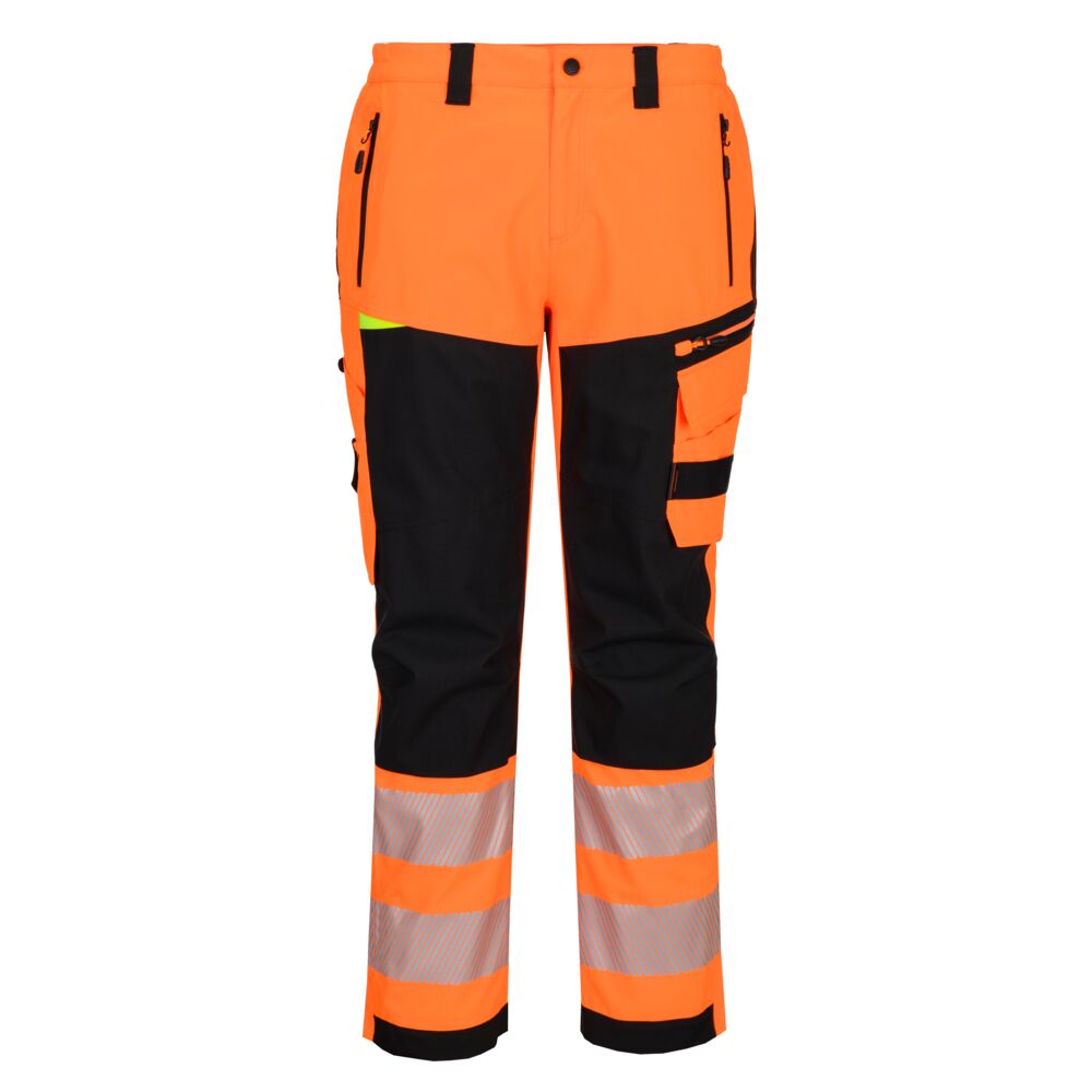 PW2 Pantaloni cu Bretele Hi-Vis - Portocaliu/Negru