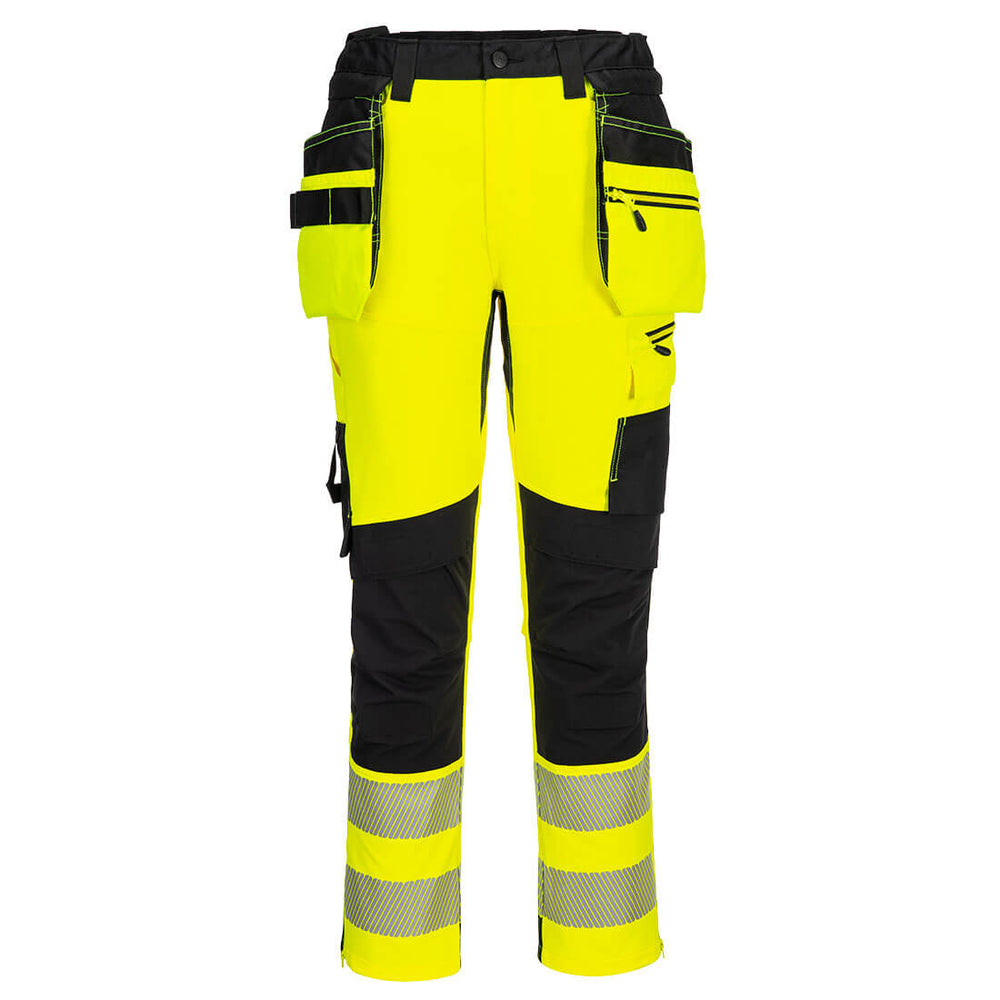 DX4 Hi-Vis Detachable Holster Pocket Craft Trousers - Galben/Negru