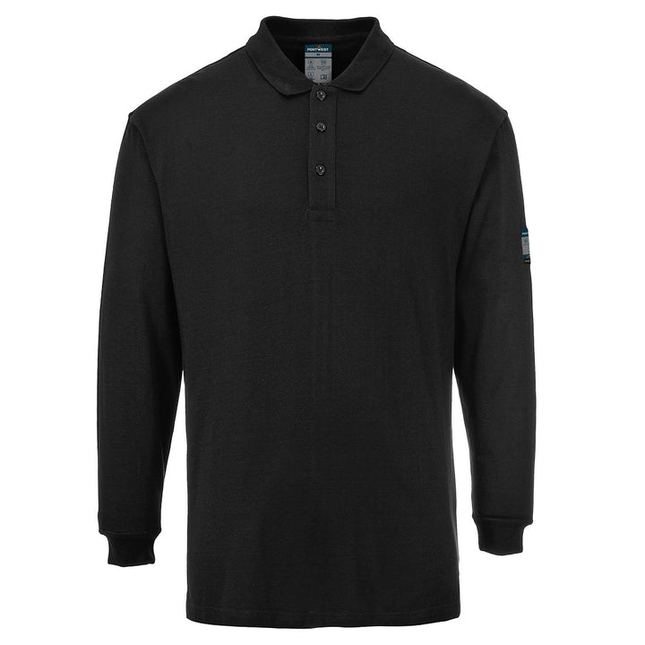 FR Modaflame Anti-Static Hi-Vis , tricou polo cu maneca lunga - Negru