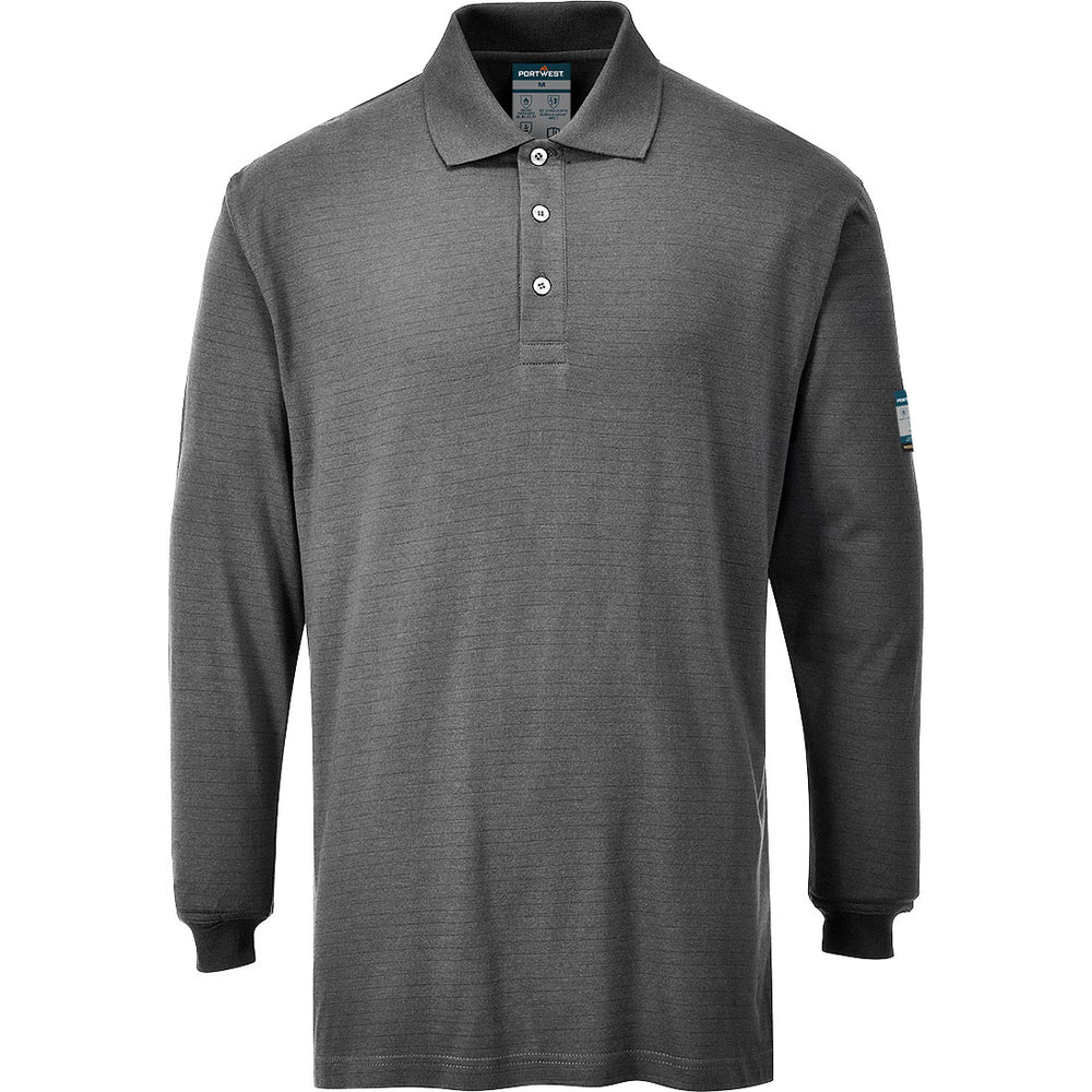 FR Modaflame Anti-Static Hi-Vis , tricou polo cu maneca lunga - Gri