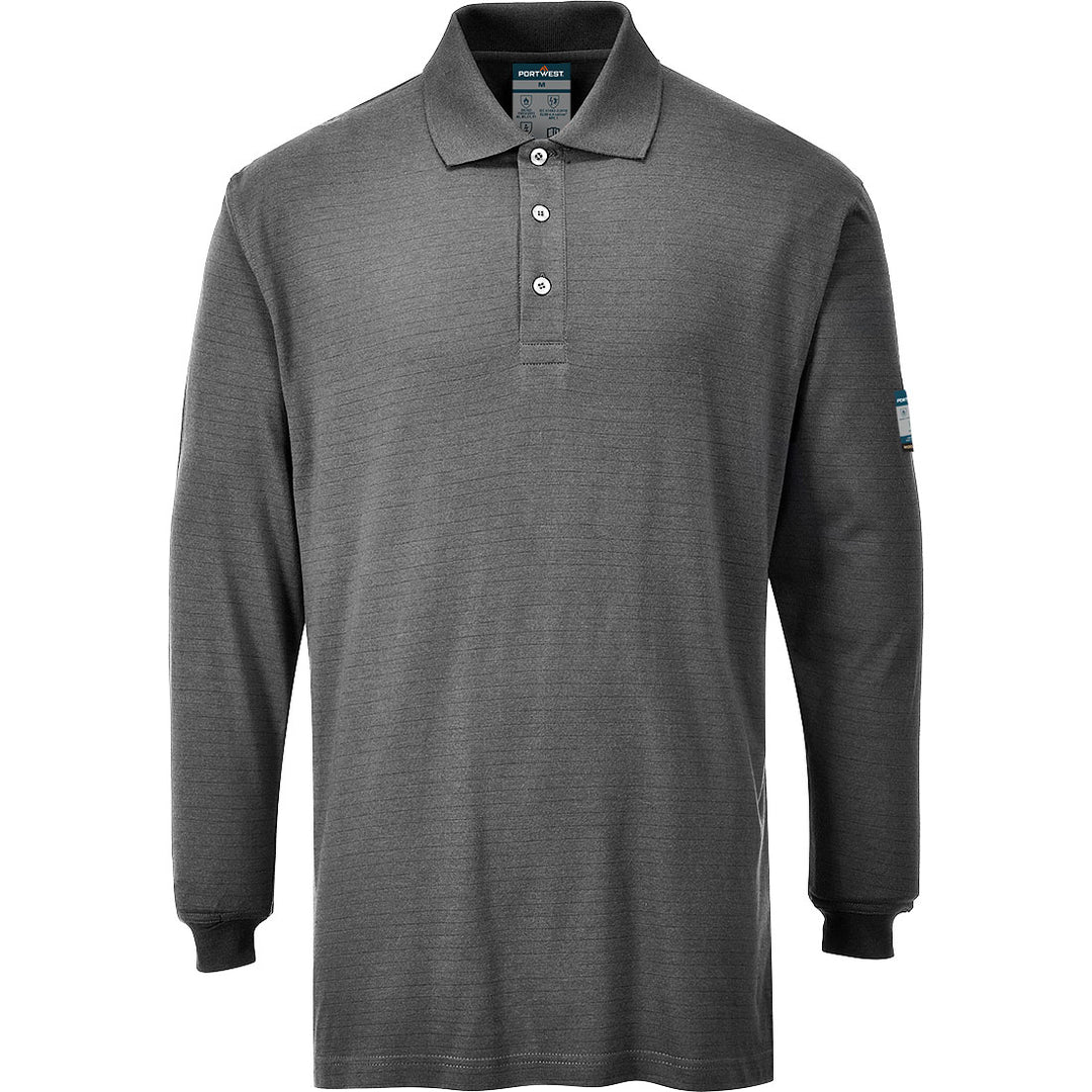 FR Modaflame Anti-Static Hi-Vis , tricou polo cu maneca lunga - Gri