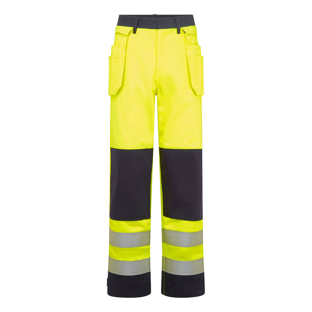 Pantaloni de lucru Bizflame Hi-Vis Contrast FR Holster - Galben/Navy