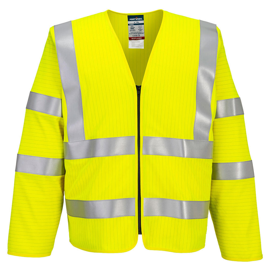 Bizflame Hi-Vis FR Vestă cu fermoar cu mânecă lungă - Galben