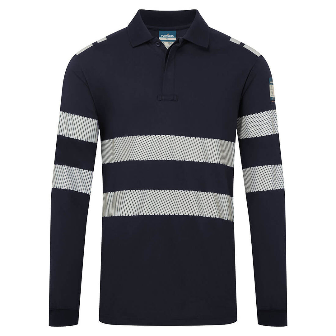 FR Modaflame Anti-Static Hi-Vis Long Sleeve Polo Shirt - Navy