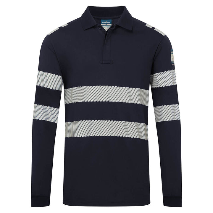FR Modaflame Anti-Static Hi-Vis Long Sleeve Polo Shirt - Navy