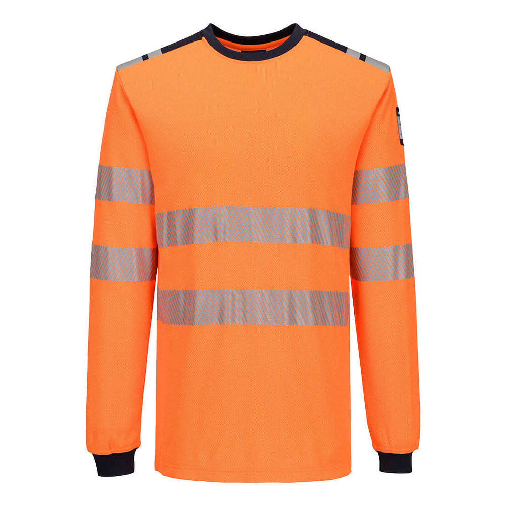 PW3 Modaflame Knit Hi-Vis FR Long Sleeve T-Shirt - Portocaliu/Navy