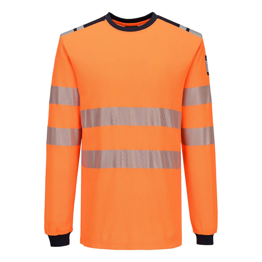 PW3 Modaflame Knit Hi-Vis FR Long Sleeve T-Shirt - Portocaliu/Navy