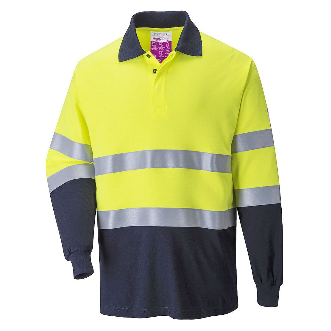 FR Modaflame Anti-Static Two Tone Polo Shirt - Galben/Navy