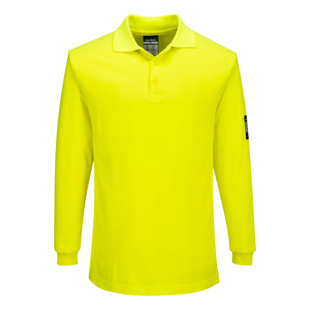 FR Modaflame Anti-Static Hi-Vis Long Sleeve Polo Shirt - Galben