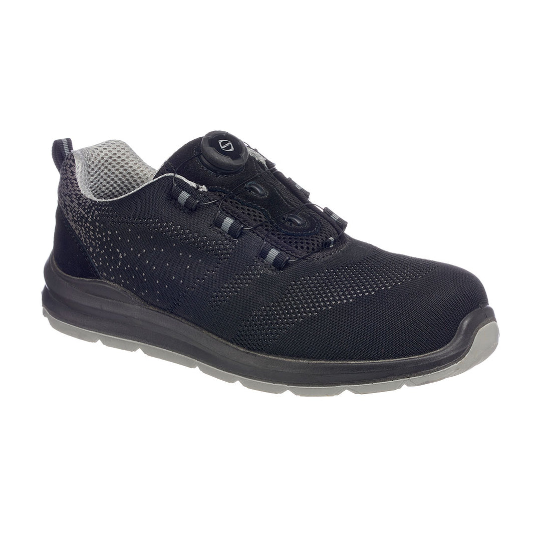 Portwest Compositelite Wire Lace Safety Trainer Knit S1P - Negru/Gri