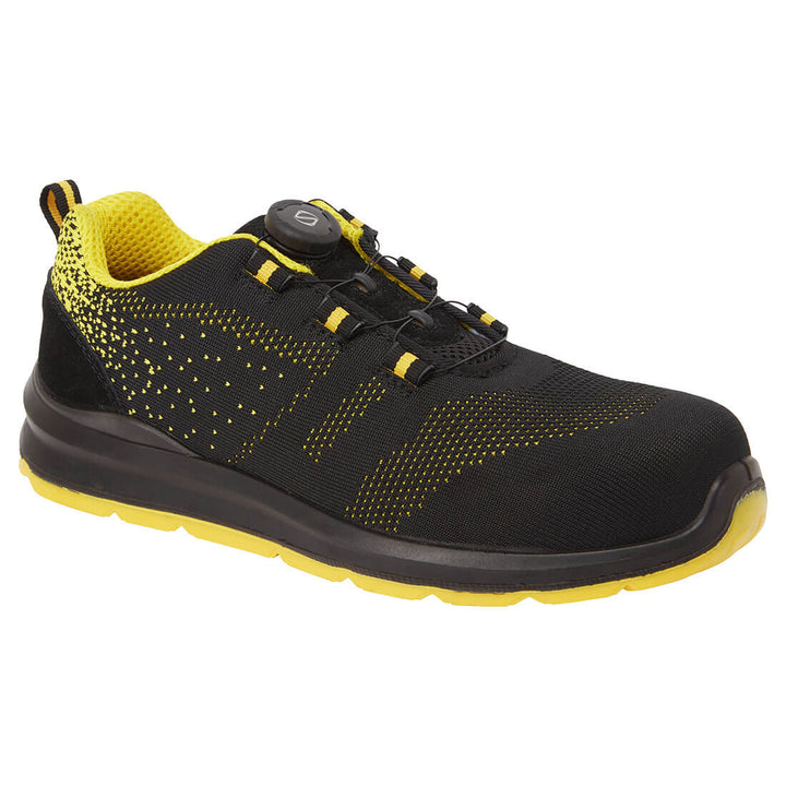 Portwest Compositelite Wire Lace Safety Trainer Knit S1P - Negru/Galben