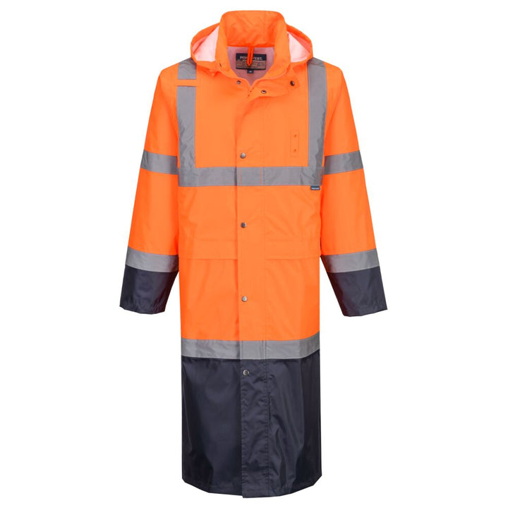 Hi-Vis Contrast Raincoat 122cm - Portocaliu/Navy
