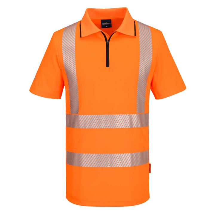 KX3 Sport Tricou Polo Zip Hi-Vis S/S - Portocaliu