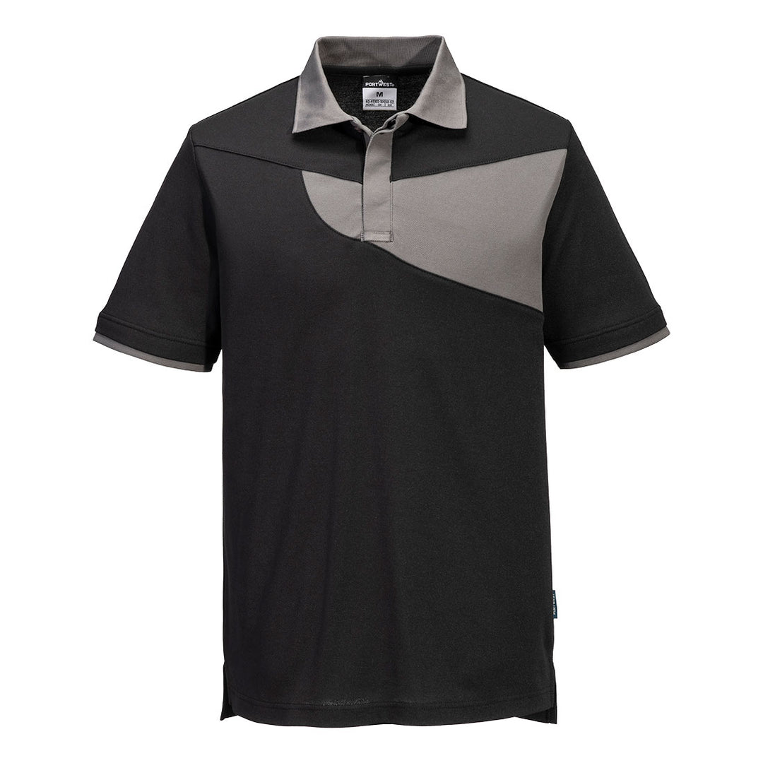 PW3 Tricou Polo Cotton Comfort HiVis S/S - Negru/Zoom Gri