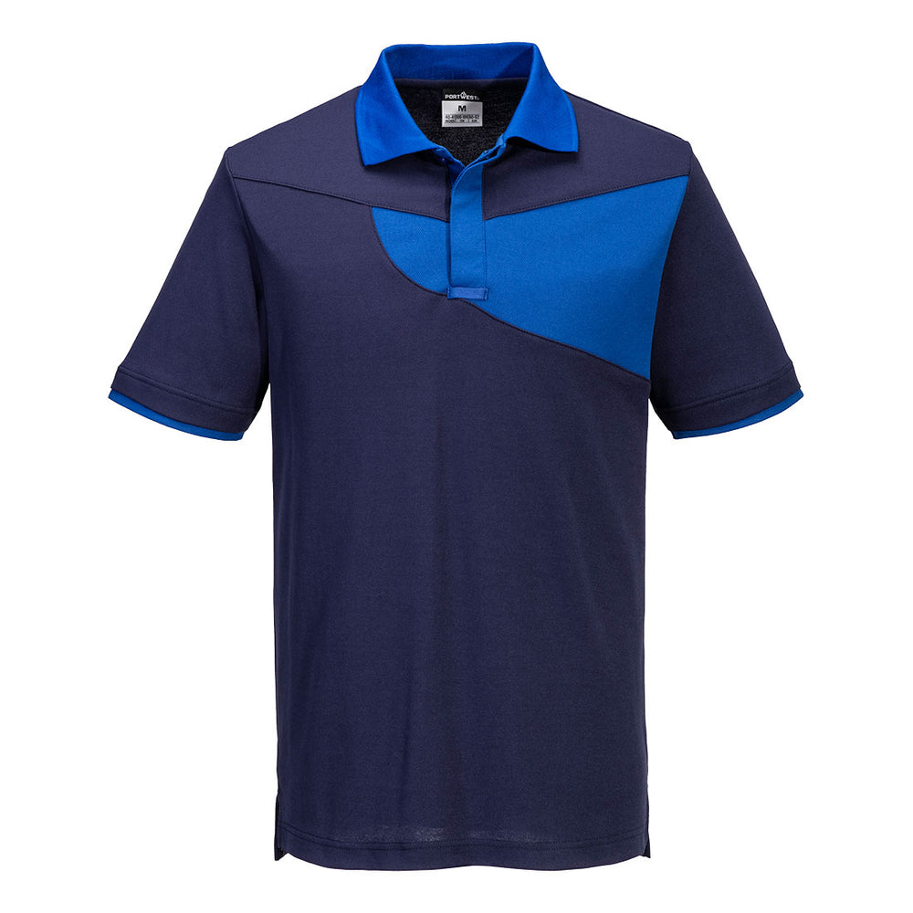 PW3 Tricou Polo Cotton Comfort HiVis S/S - Bluemarin / Royal